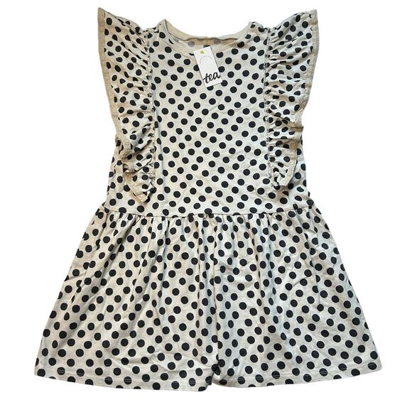 NWT Tea Collection Polka Dot Crochet Trim Ruffle Dress 10Y - Picture 1 of 5